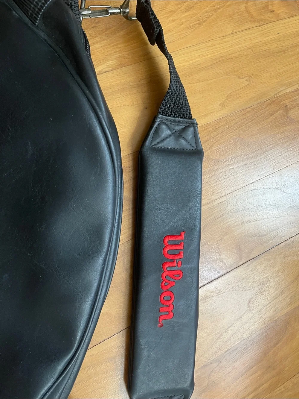 Wilson US OPEN Black Leather Tennis Travel Gym Duffel Bag Embroidered